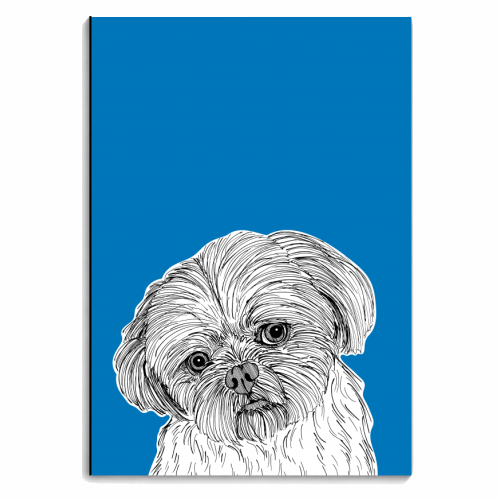 Shih Tzu Dog Portrait ( blue background ) - personalised A4, A5, A6 notebook by Adam Regester