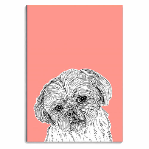 Shih Tzu Dog Portrait ( coral background ) - personalised A4, A5, A6 notebook by Adam Regester