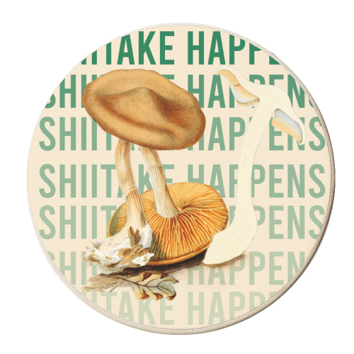 Shiitake Happens - personalised beer coaster by Vallely Studios