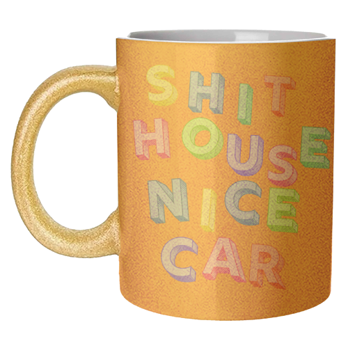 SHIT HOUSE NICE CAR - unique mug by AP