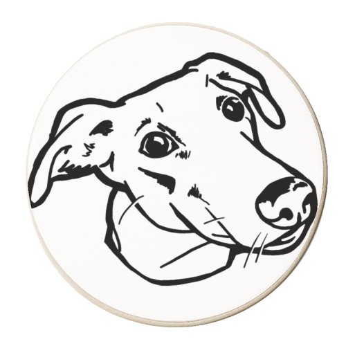 Sholla, the Lurcher - personalised beer coaster by Mr Fitchard