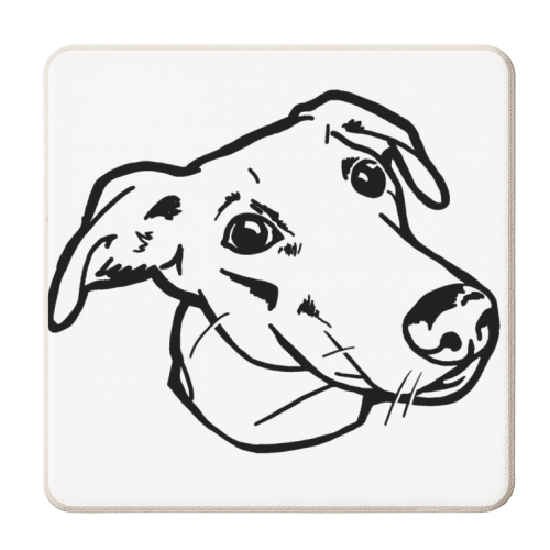 Sholla, the Lurcher - personalised beer coaster by Mr Fitchard