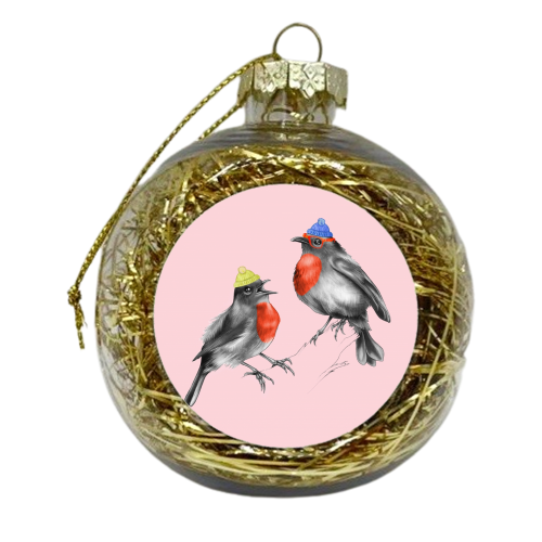 Shoreditch Robins - xmas bauble by Lizzie Barber