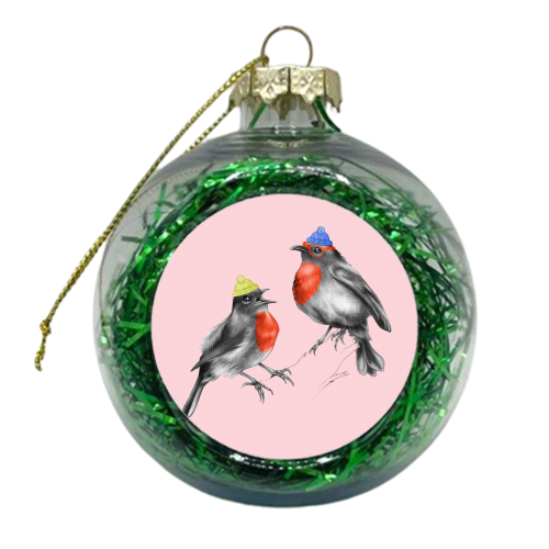 Shoreditch Robins - xmas bauble by Lizzie Barber
