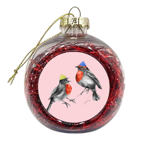 Shoreditch Robins - xmas bauble by Lizzie Barber