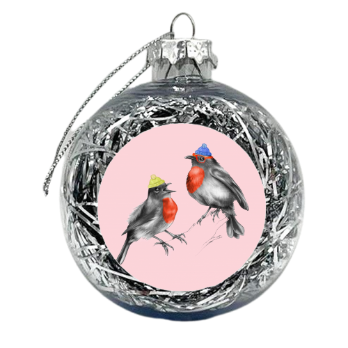 Shoreditch Robins - xmas bauble by Lizzie Barber