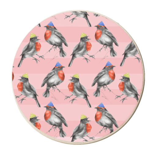 Shoreditch Robins - Pattern - personalised beer coaster by Lizzie Barber