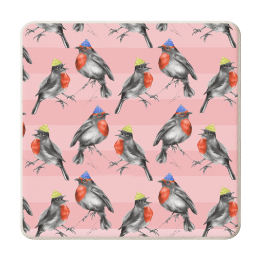 Shoreditch Robins - Pattern - personalised beer coaster by Lizzie Barber