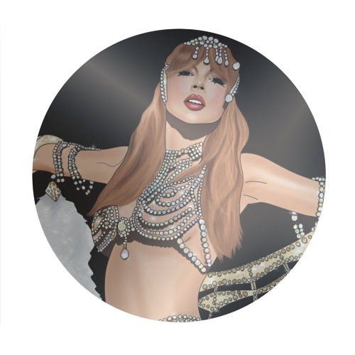 Showgirl Era Print - Circle Sticker by Drawings by Firefly