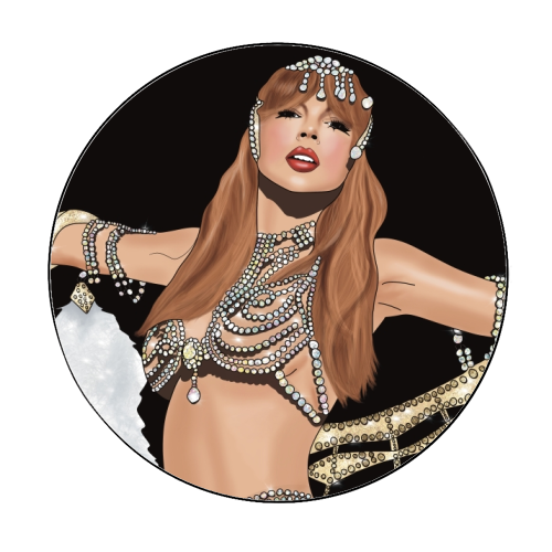 Showgirl Era Print - Circle Sticker by Drawings by Firefly