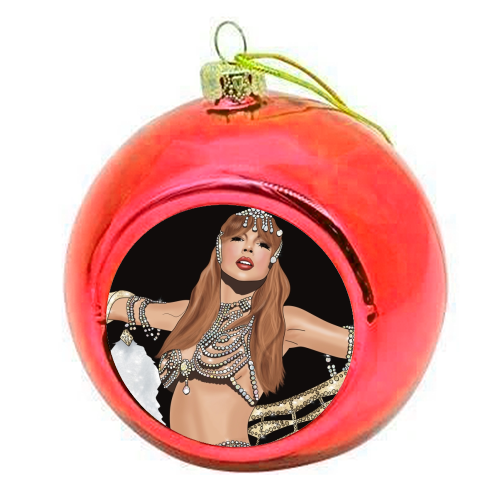 Showgirl Era Print - colourful christmas bauble by Drawings by Firefly