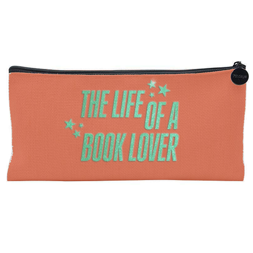 Showgirl orange the life of a book lover typography reader - flat pencil case by The Girl Next Draw