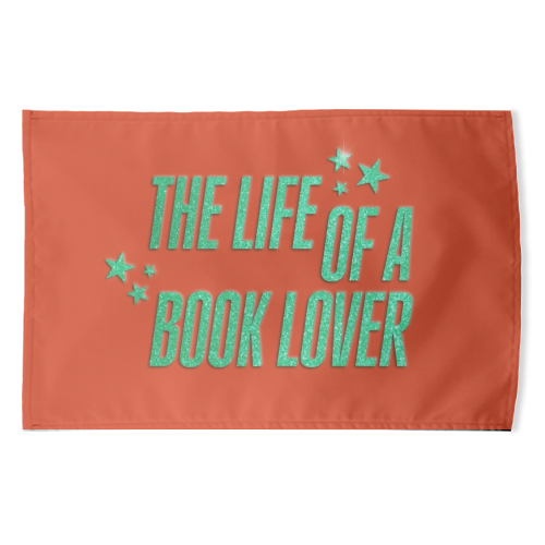 Showgirl orange the life of a book lover typography reader - funny tea towel by The Girl Next Draw