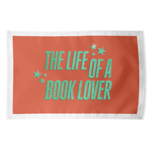 Showgirl orange the life of a book lover typography reader - funny tea towel by The Girl Next Draw