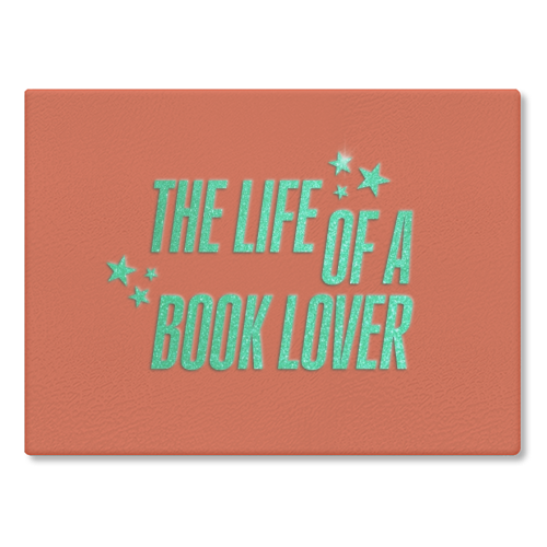 Showgirl orange the life of a book lover typography reader - glass chopping board by The Girl Next Draw
