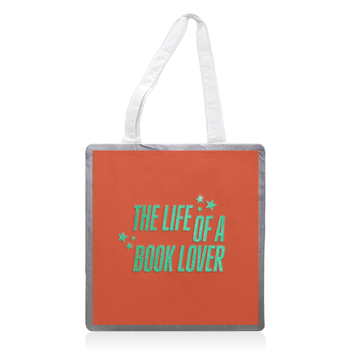 Showgirl orange the life of a book lover typography reader - printed canvas tote bag by The Girl Next Draw
