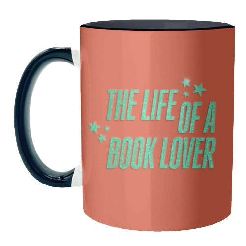 Showgirl orange the life of a book lover typography reader - unique mug by The Girl Next Draw