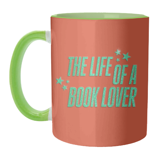 Showgirl orange the life of a book lover typography reader - unique mug by The Girl Next Draw