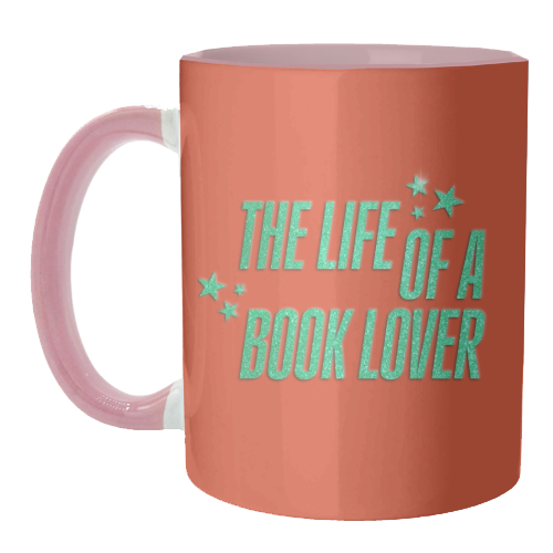 Showgirl orange the life of a book lover typography reader - unique mug by The Girl Next Draw