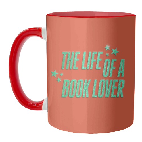 Showgirl orange the life of a book lover typography reader - unique mug by The Girl Next Draw