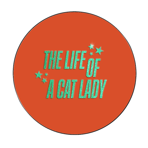 Showgirl orange the life of a cat lady typography kitten sparkle - Circle Sticker by The Girl Next Draw