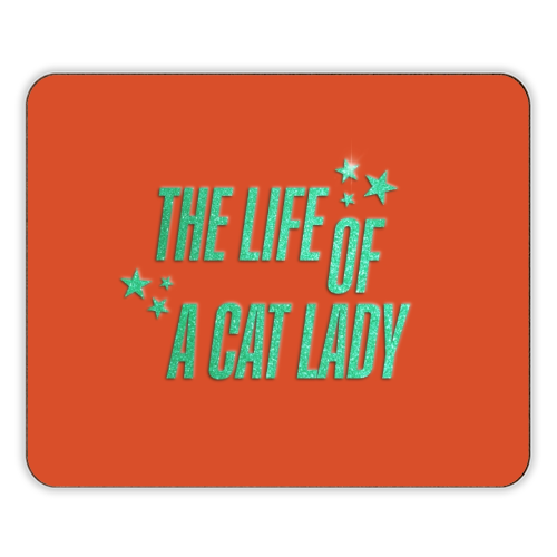 Showgirl orange the life of a cat lady typography kitten sparkle - designer placemat by The Girl Next Draw