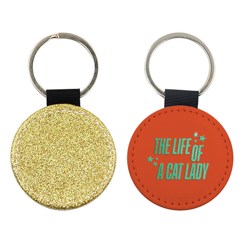Showgirl orange the life of a cat lady typography kitten sparkle - keyring by The Girl Next Draw