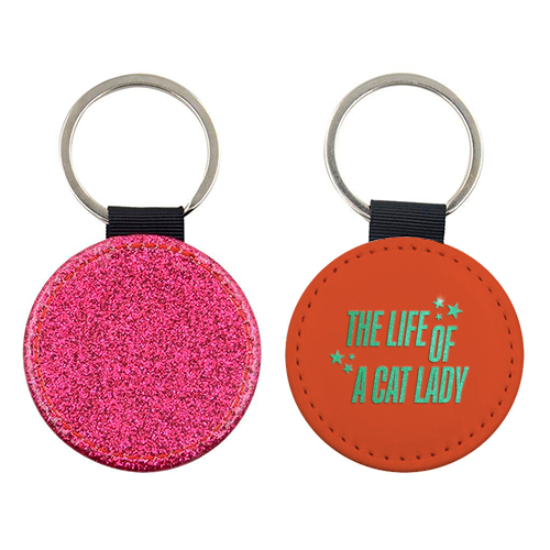 Showgirl orange the life of a cat lady typography kitten sparkle - keyring by The Girl Next Draw