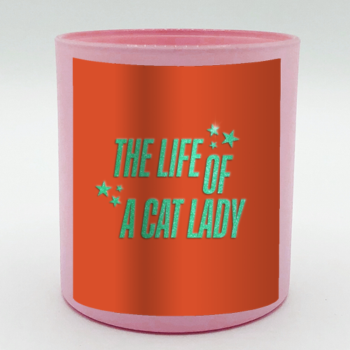 Showgirl orange the life of a cat lady typography kitten sparkle - scented candle by The Girl Next Draw