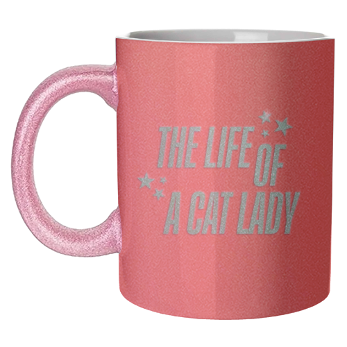 Showgirl orange the life of a cat lady typography kitten sparkle - unique mug by The Girl Next Draw