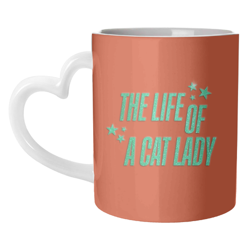 Showgirl orange the life of a cat lady typography kitten sparkle - unique mug by The Girl Next Draw