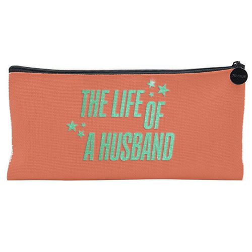 Showgirl orange the life of a husband partner typography - flat pencil case by The Girl Next Draw