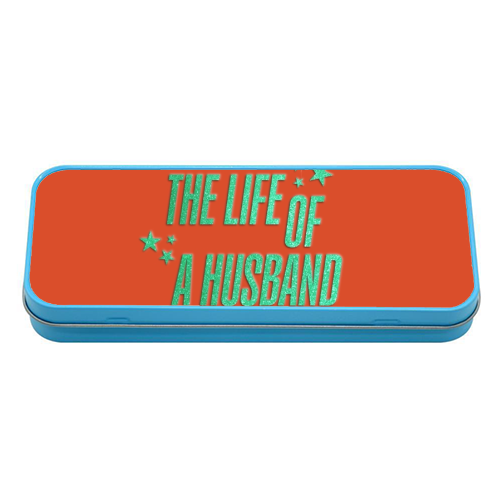 Showgirl orange the life of a husband partner typography - tin pencil case by The Girl Next Draw
