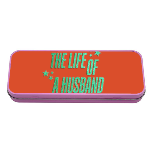 Showgirl orange the life of a husband partner typography - tin pencil case by The Girl Next Draw