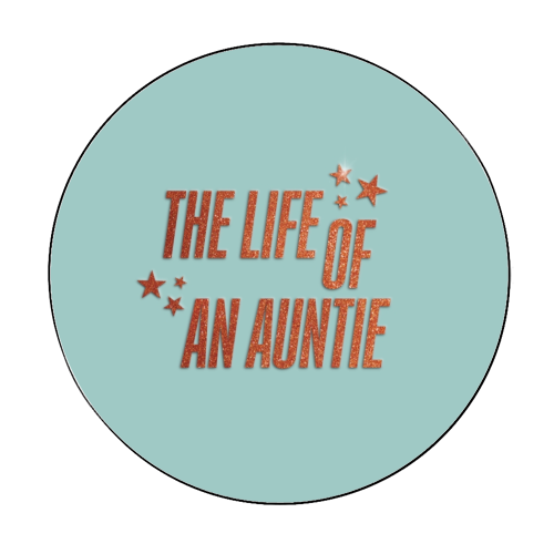 Showgirl teal the life of an auntie typography family - Circle Sticker by The Girl Next Draw