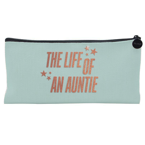 Showgirl teal the life of an auntie typography family - flat pencil case by The Girl Next Draw