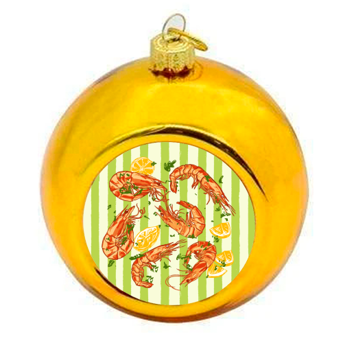 Shrimp with Lemons and Herbs - colourful christmas bauble by EZbie