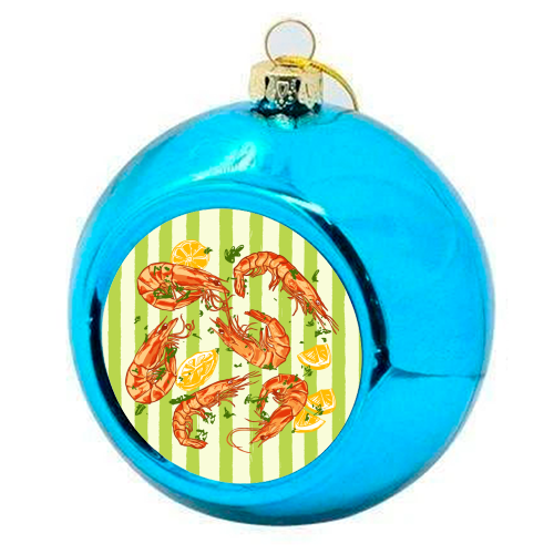 Shrimp with Lemons and Herbs - colourful christmas bauble by EZbie
