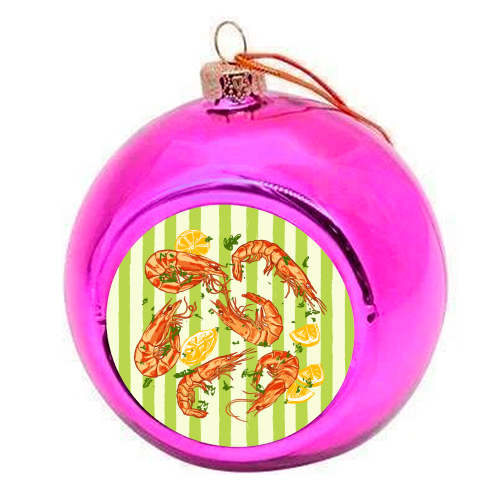 Shrimp with Lemons and Herbs - colourful christmas bauble by EZbie