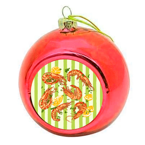 Shrimp with Lemons and Herbs - colourful christmas bauble by EZbie