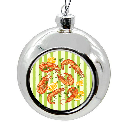 Shrimp with Lemons and Herbs - colourful christmas bauble by EZbie