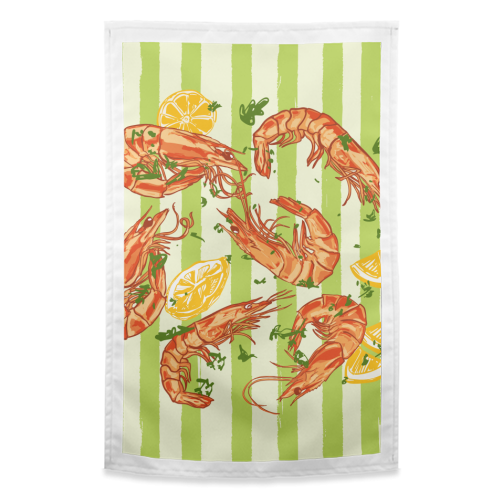 Shrimp with Lemons and Herbs - funny tea towel by EZbie