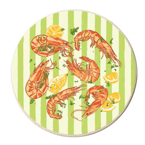 Shrimp with Lemons and Herbs - personalised beer coaster by EZbie