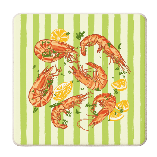 Shrimp with Lemons and Herbs - personalised beer coaster by EZbie