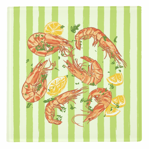 Shrimp with Lemons and Herbs - personalised beer coaster by EZbie