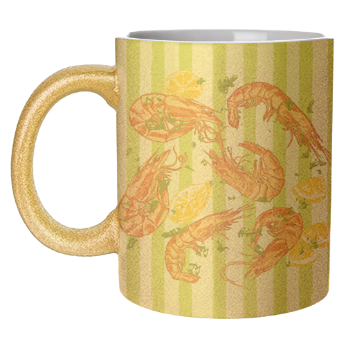 Shrimp with Lemons and Herbs - unique mug by EZbie