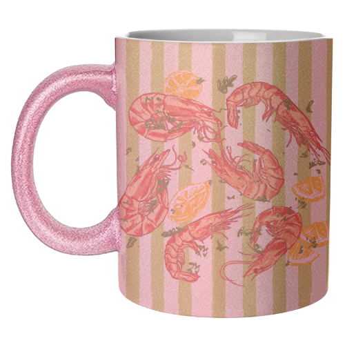 Shrimp with Lemons and Herbs - unique mug by EZbie