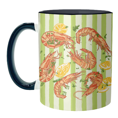 Shrimp with Lemons and Herbs - unique mug by EZbie