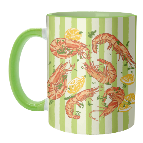Shrimp with Lemons and Herbs - unique mug by EZbie