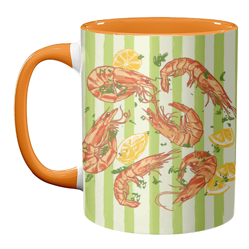 Shrimp with Lemons and Herbs - unique mug by EZbie